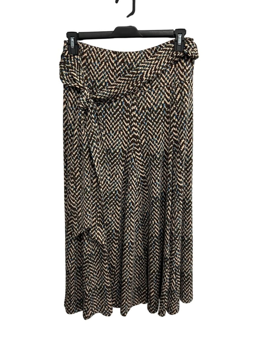 Lapis Chevron Print Flowy Maxi Skirt Side Knot Detail Size L Boho Cottagecore